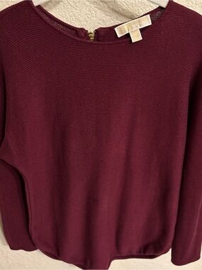 Michael Kors Women’s Maroon Knit Crewneck Pullover Sweater S Back Zipper